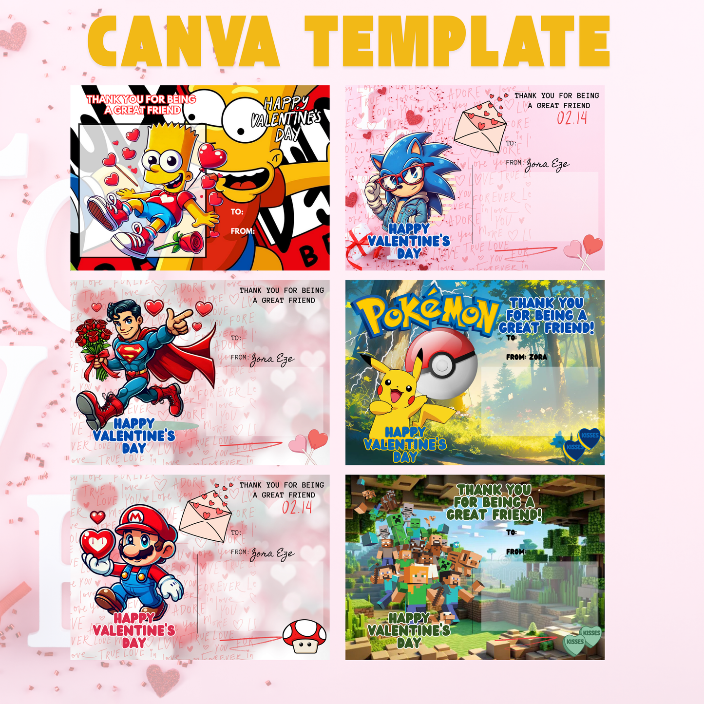 BOYS VALENTINE CARD 5X7 CANVA TEMPLATE