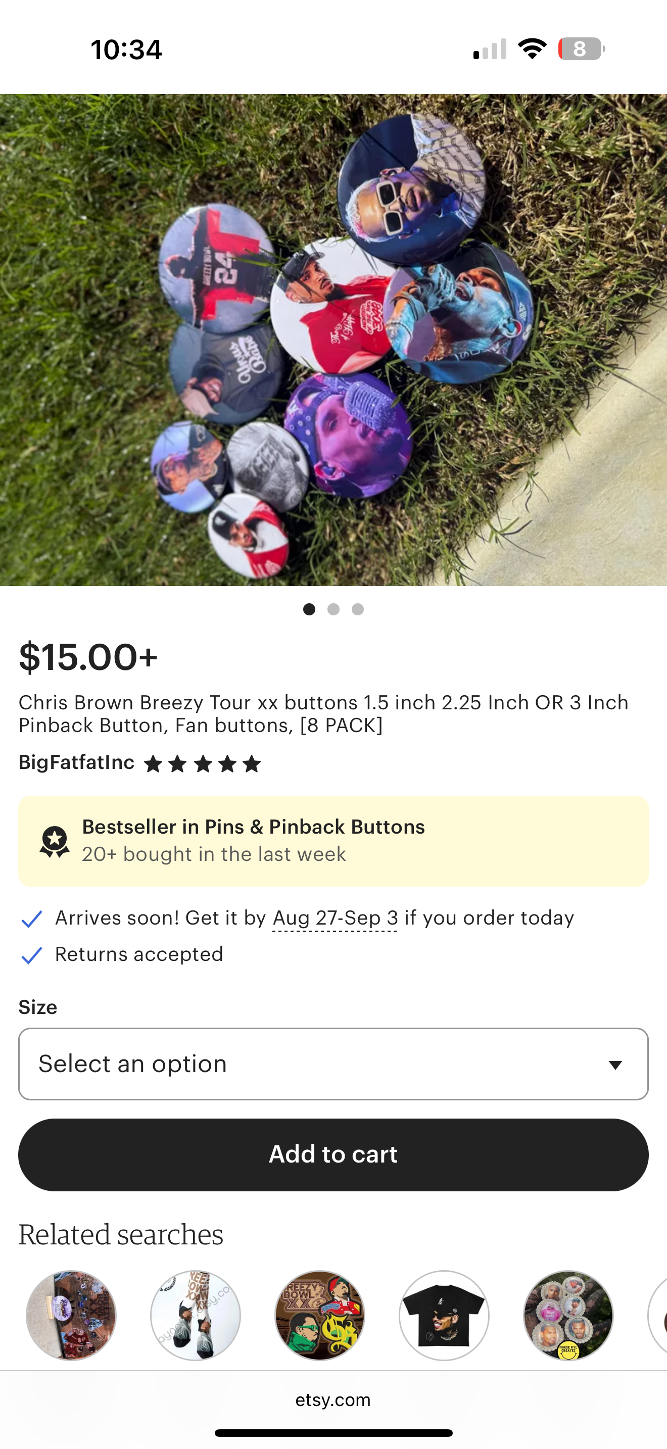 Breezy bowl button bundles, choose size , BEST SELLER (8 pack)