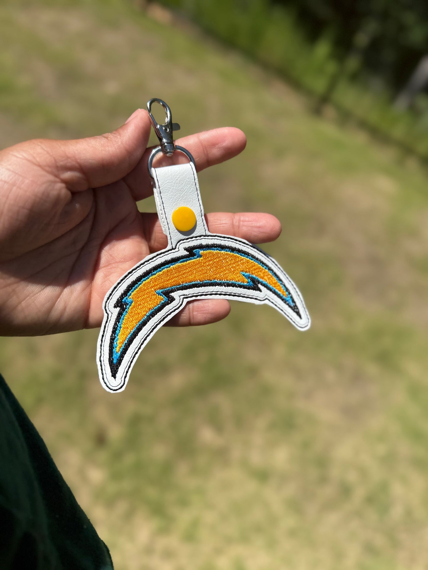 Chargers Bolt embroidered Keychain