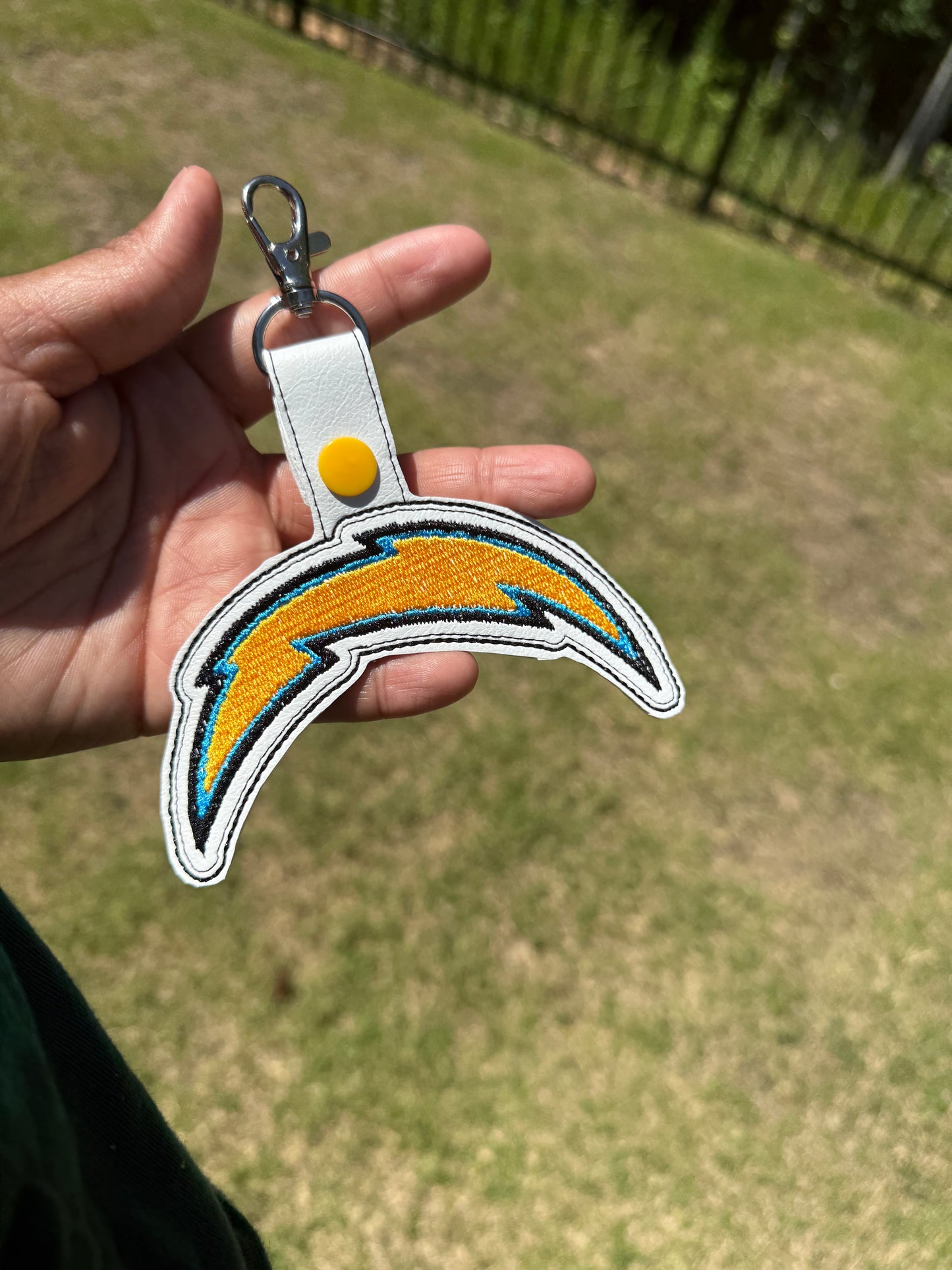 Chargers Bolt embroidered Keychain