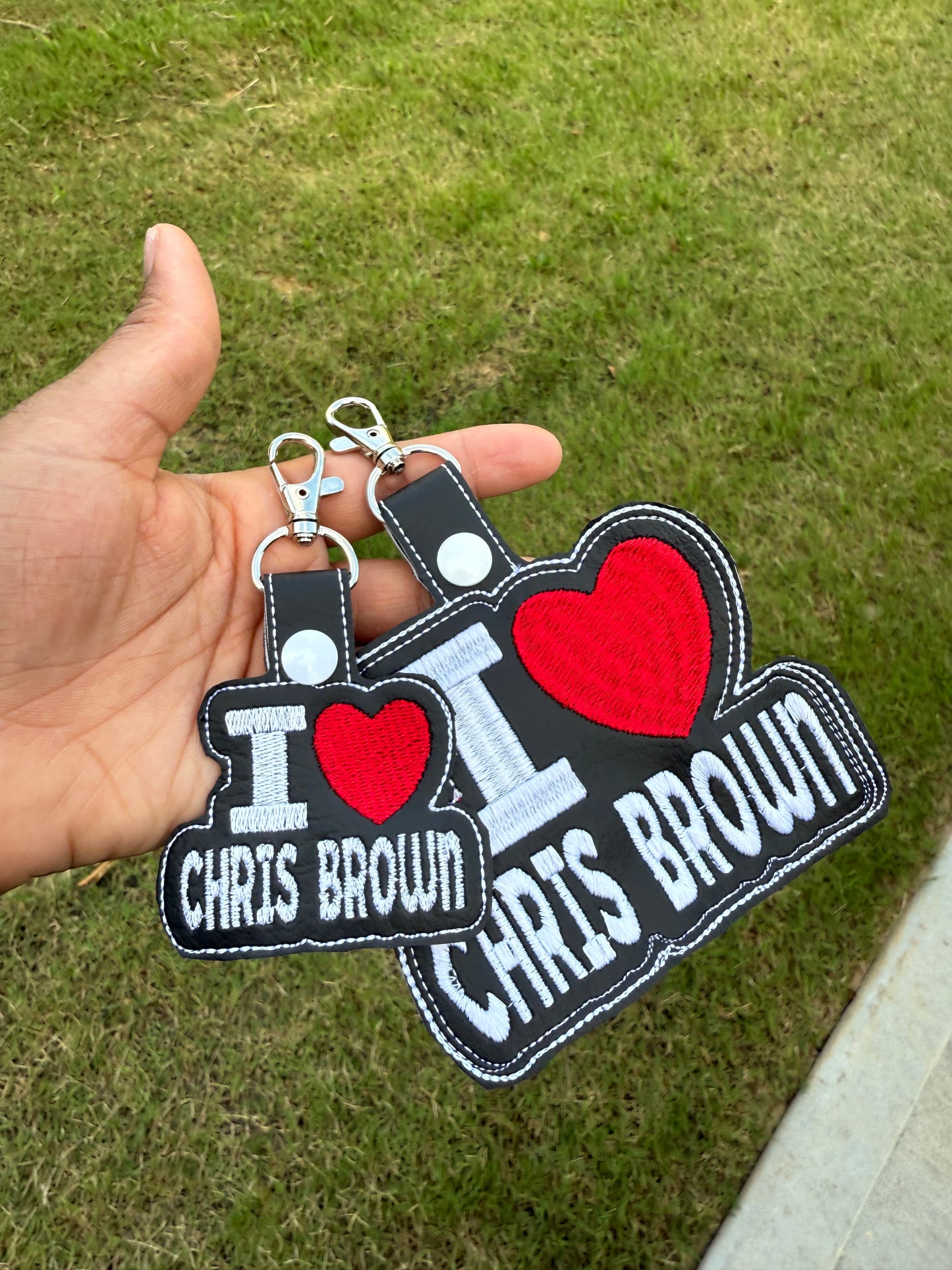 I heart chris brown embroidered Keychain- Fan keychain