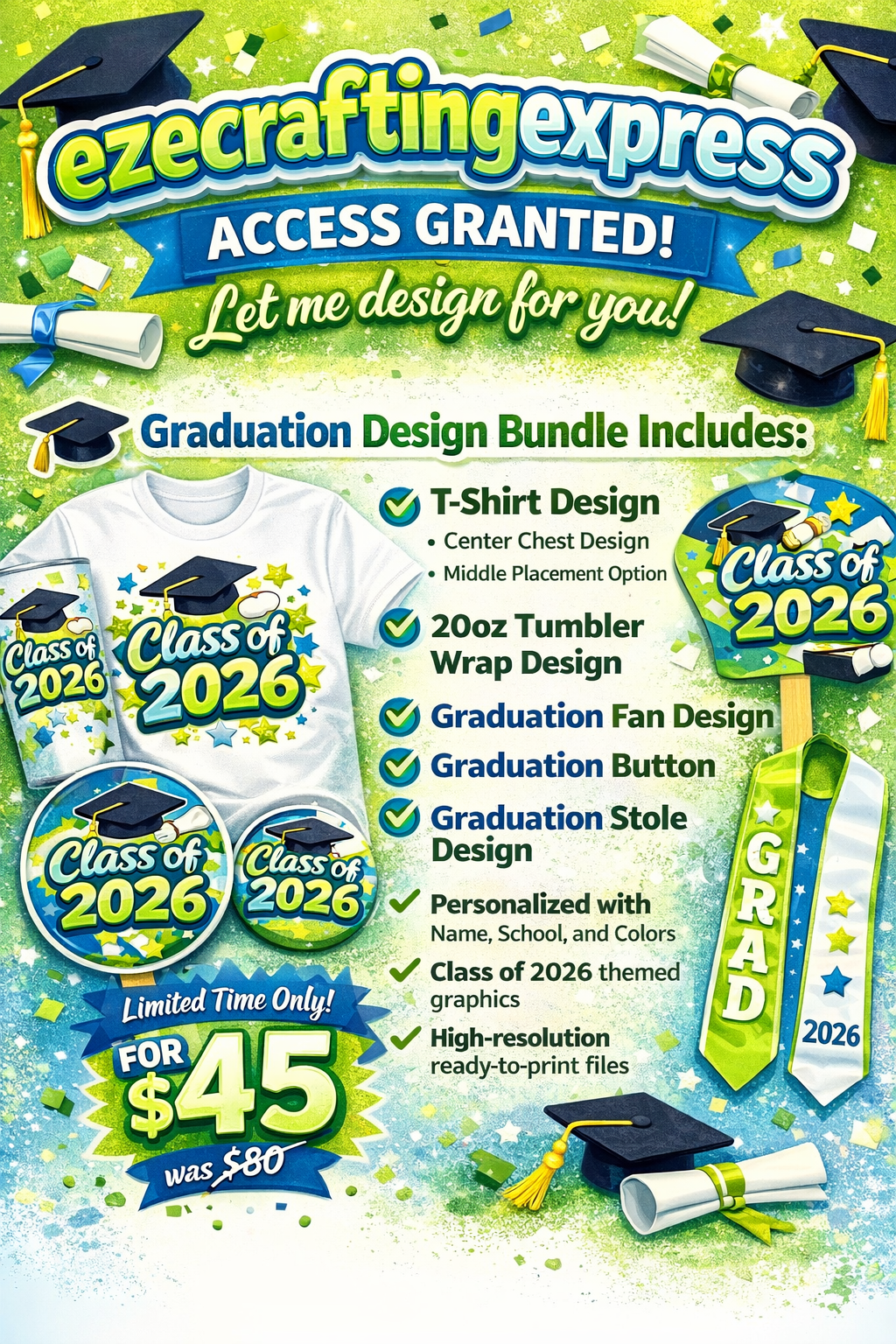 GRADUATION SEASON DESIGN ONLY BUNDLE-LET ME DESIGN FOR YOU CLASS OF 2026