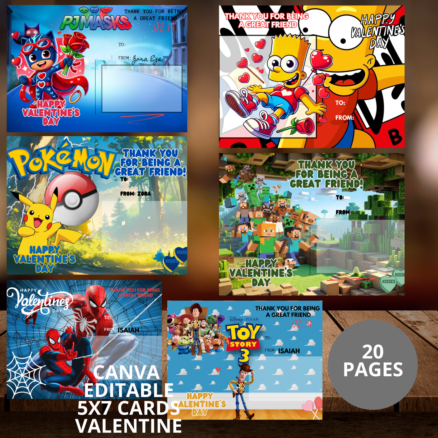 BOYS VALENTINE CARD 5X7 CANVA TEMPLATE
