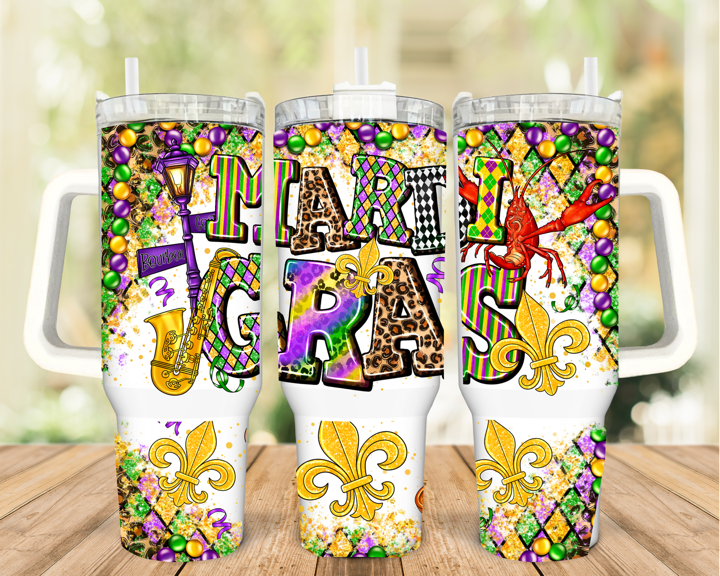 Mardi Gras 40oz Tumbler Stainless Steel