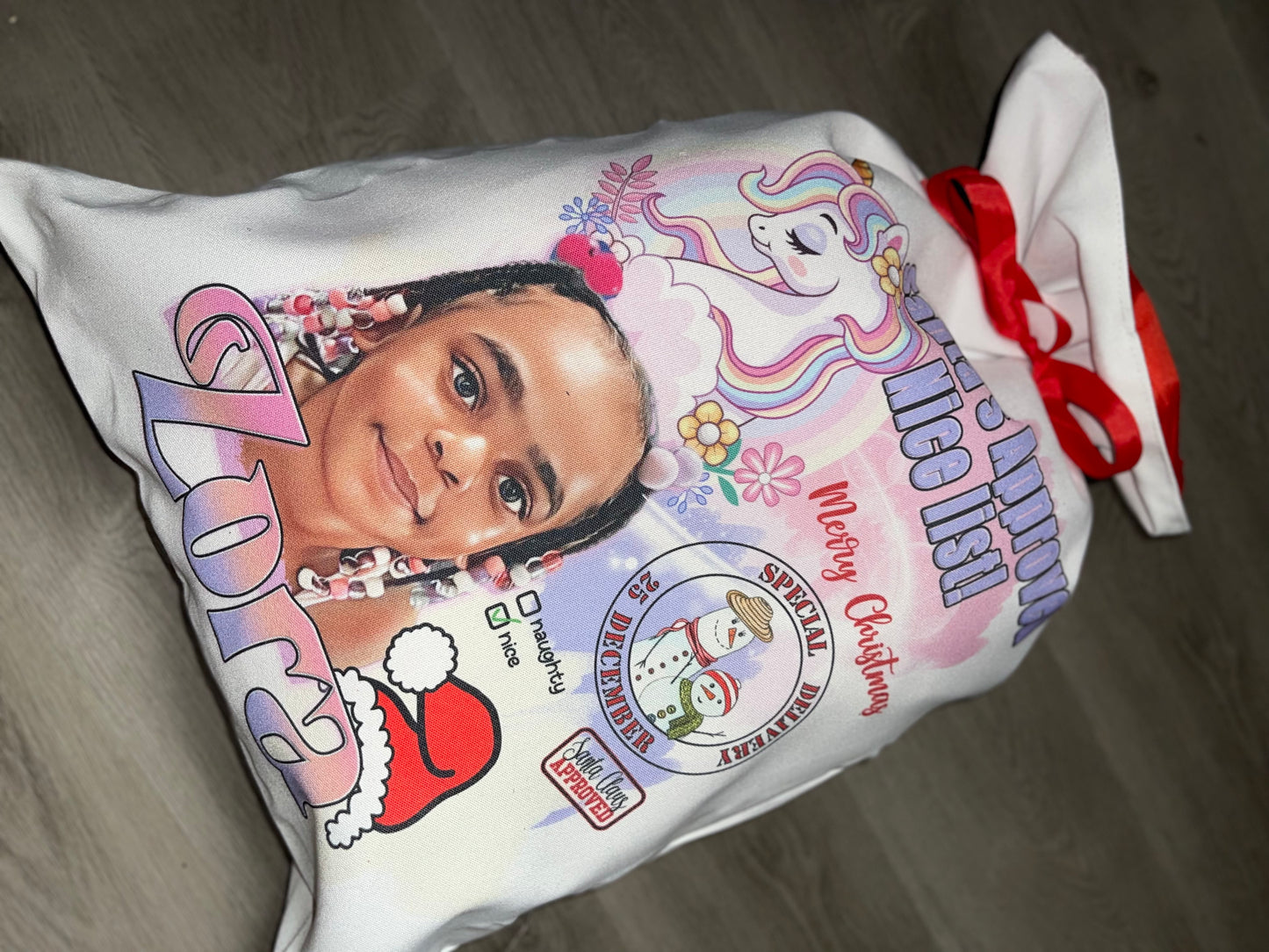 Custom Santa Sack-Large w/ red ribbon