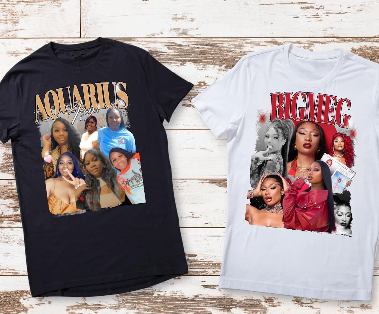 Custom Vintage Bootleg Rap Photo Tee, Personalized Unisex T-shirt Gift for Girlfriend & Boyfriend