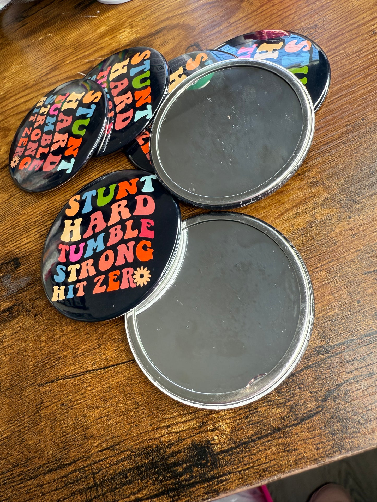 Stunt hard, hit zero 3 inch mirror back pins| Cheer Gifts| Cheer is life