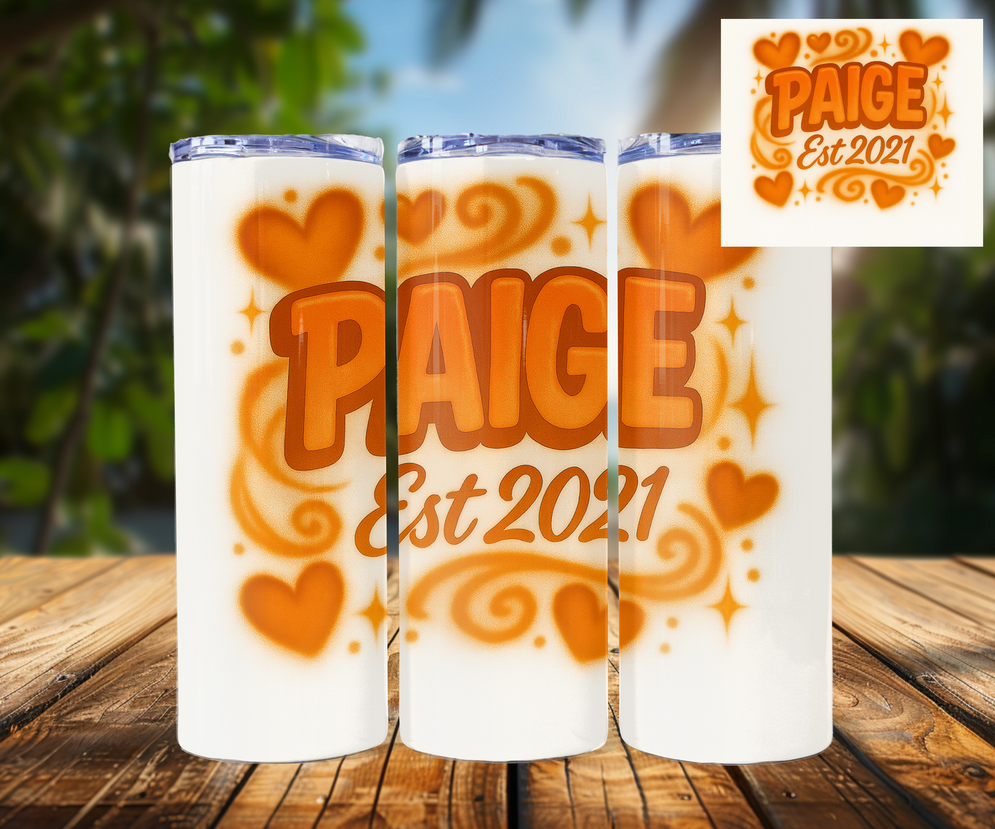 Spraypaint style tumbler 20oz stainless steel- Add name and color/ Ai generated