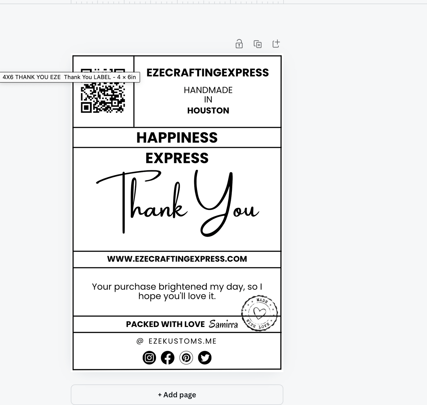 Custom 4x6 Thank You Packaging Stickers