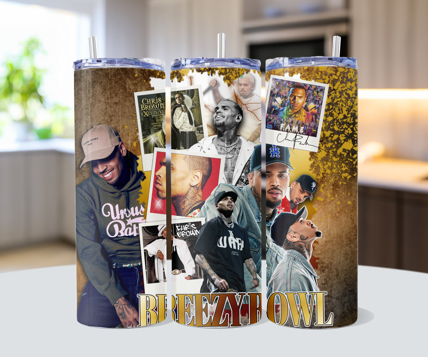 Breezy Bowl Chris BROWN Tumbler / Stainless Steel, custom, hot or cold, TOUR GIFT , Chris Brown 20oz Tumbler, Breezy Tumbler