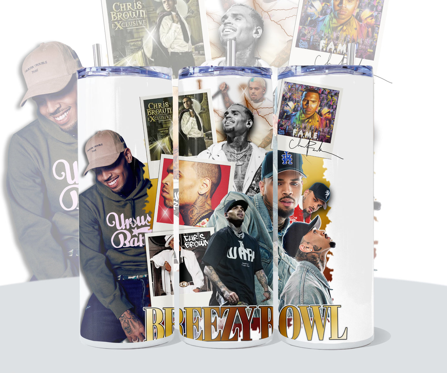 Breezy Bowl Chris BROWN Tumbler / Stainless Steel, custom, hot or cold, TOUR GIFT , Chris Brown 20oz Tumbler, Breezy Tumbler