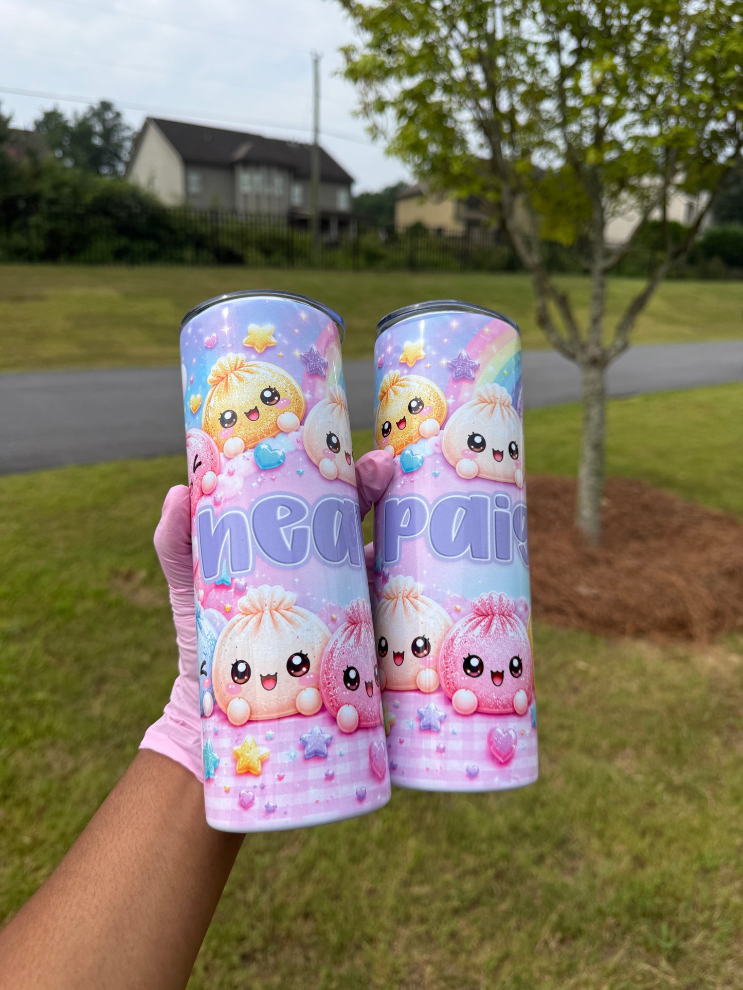 Personalized Dumpling Era 20oz Stainless Steel Tumbler | Custom Name Only Kids Water Bottle | Cute Kawaii Dumpling Cup | School Sports Practice Gift