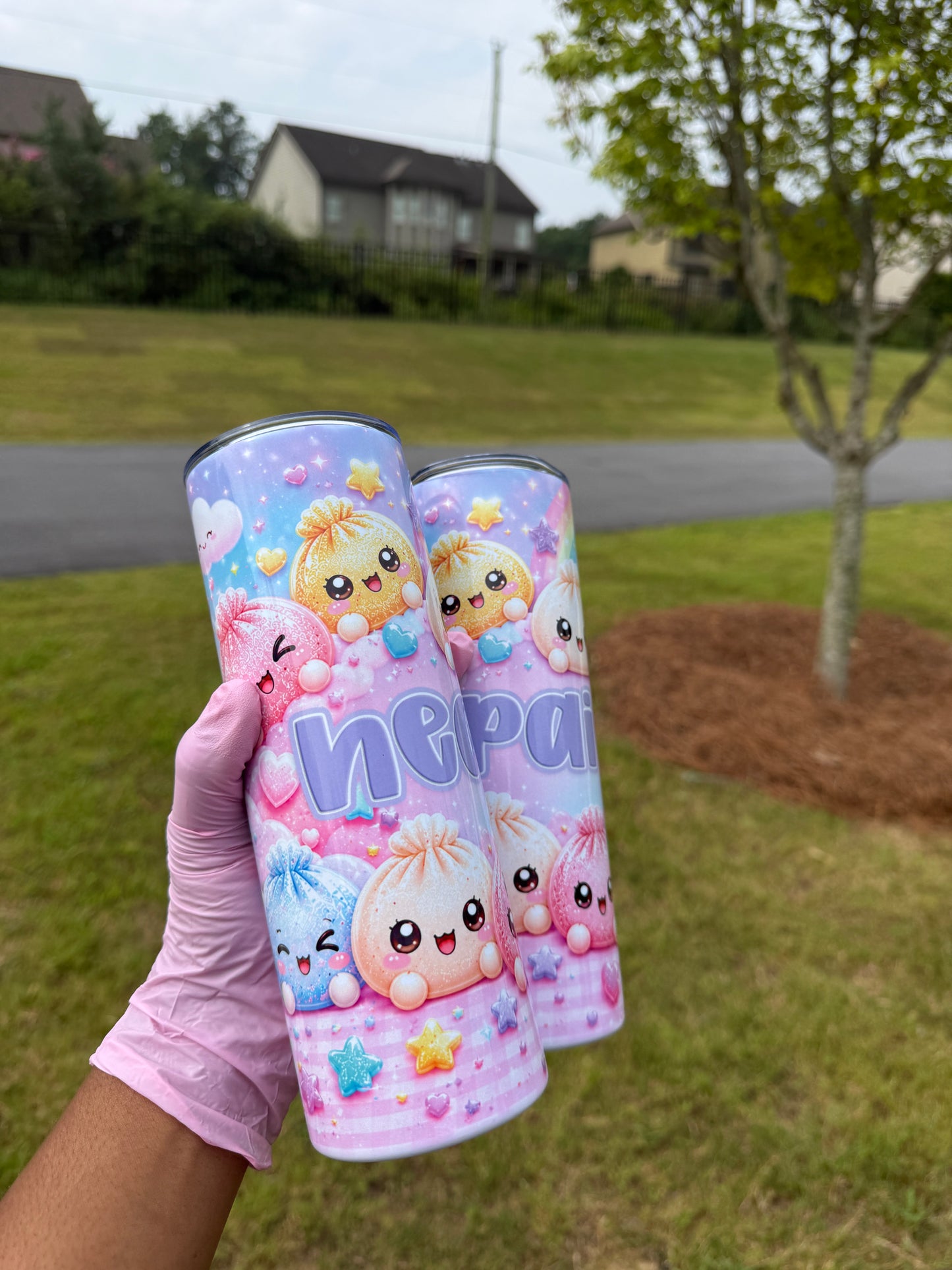 Personalized Dumpling Era 20oz Stainless Steel Tumbler | Custom Name Only Kids Water Bottle | Cute Kawaii Dumpling Cup | School Sports Practice Gift