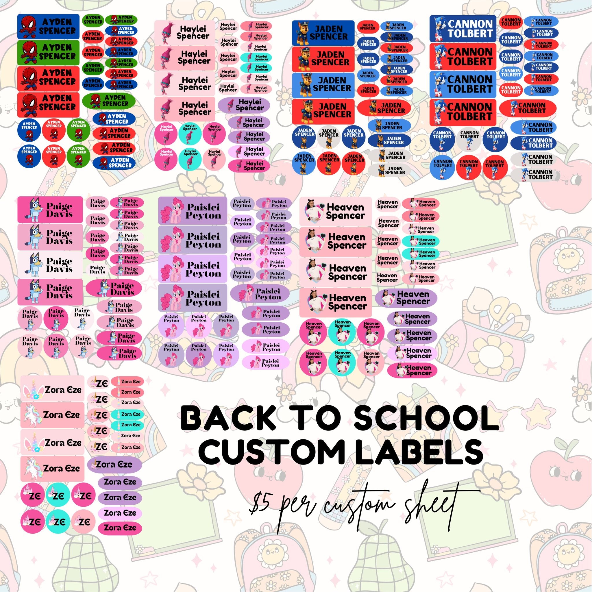 Labels School Back to school Custom Labels, personalized labels – EzeSublimationblanks