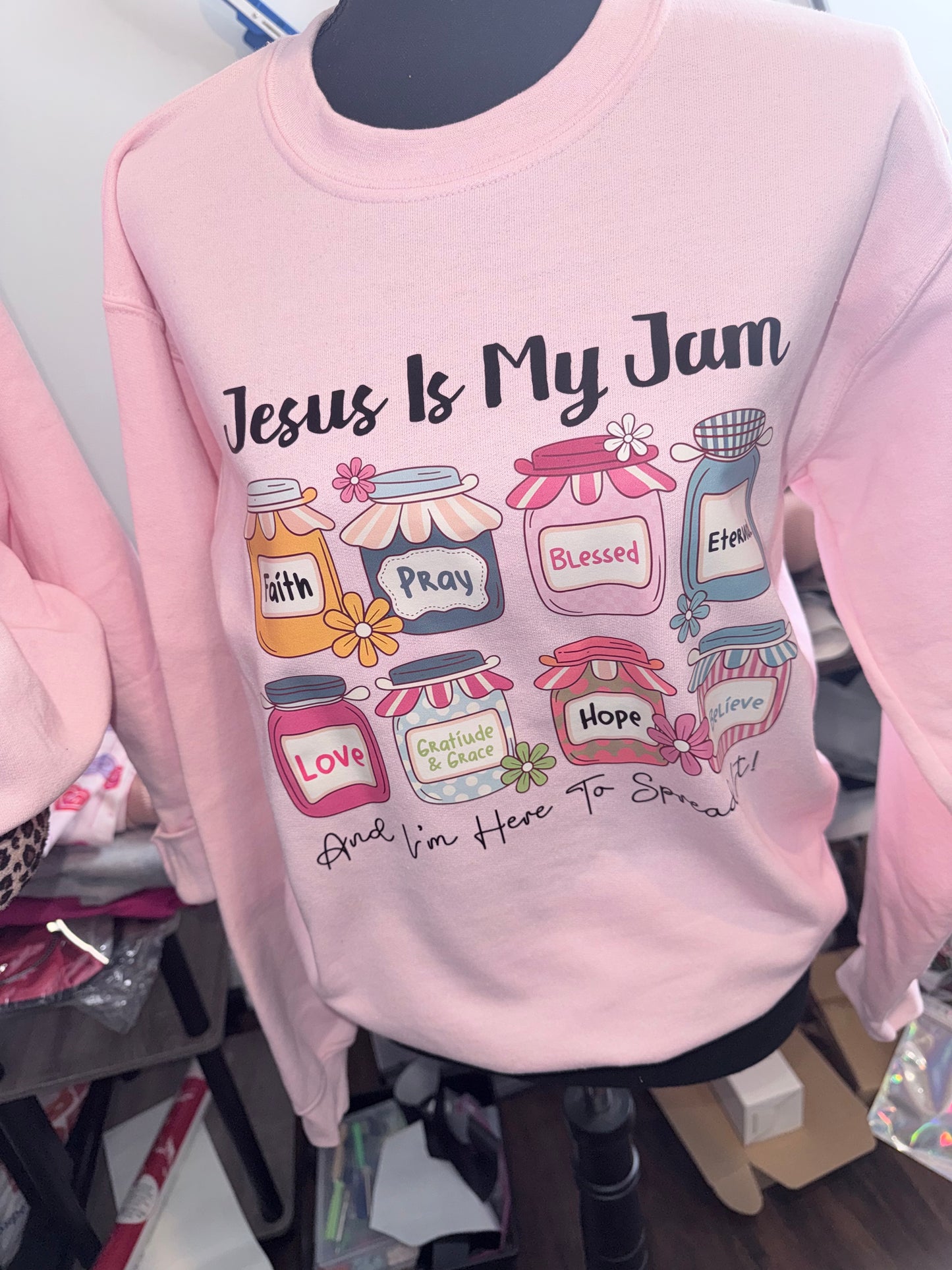 JESUS IS MY JAM SWEATSHIRT- pink