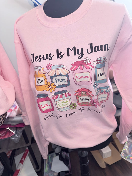 JESUS IS MY JAM SWEATSHIRT- pink