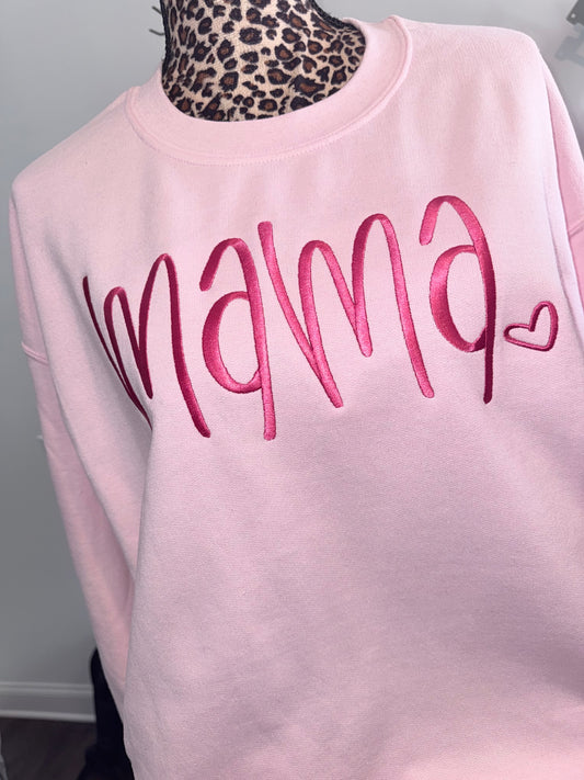 MAMA EMBROIDERY SWEATSHIRT- pink