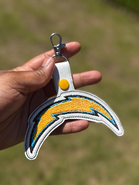 Chargers Bolt embroidered Keychain