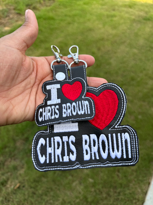 I heart chris brown embroidered Keychain- Fan keychain