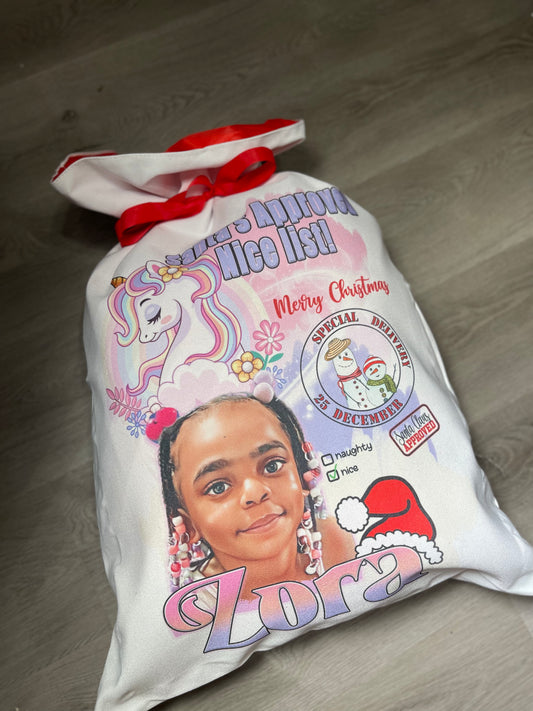 Custom Santa Sack-Large w/ red ribbon