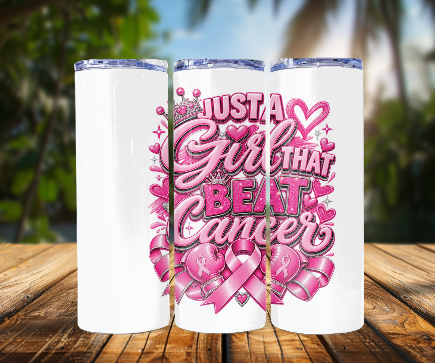 Just a Girl That Beat Cancer Shirt, Cancer Survivor Gift, Breast Cancer Awareness Shirt, Cancer Warrior Tumbler, Survivor Gift Bundle