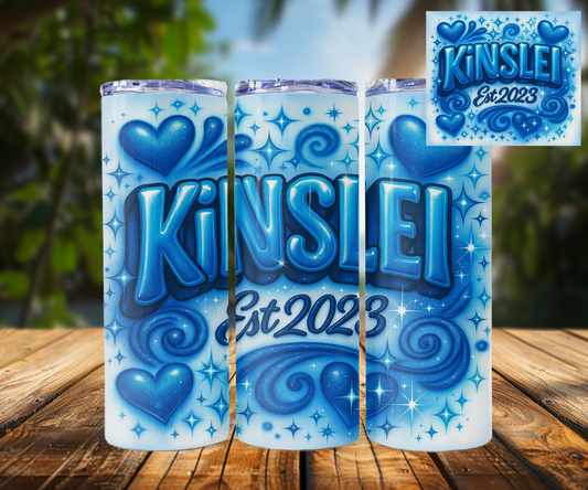 Spraypaint style tumbler 20oz stainless steel- Add name and color/ Ai generated