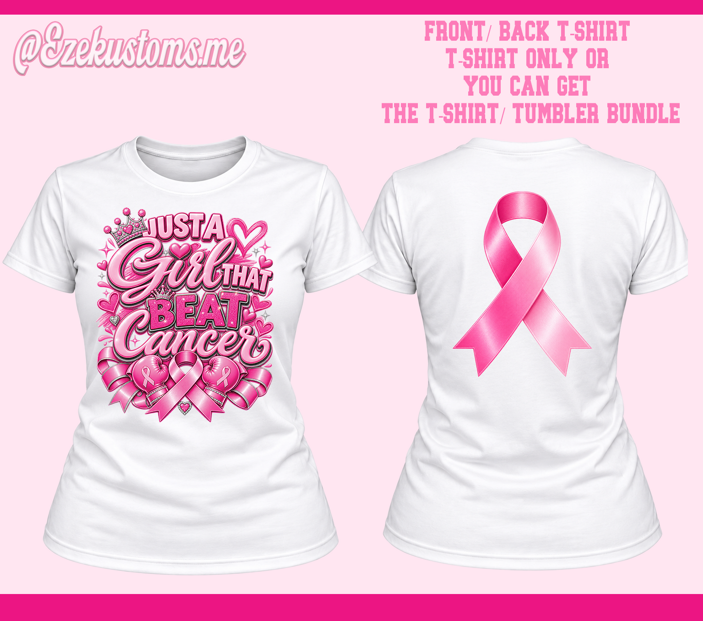 Just a Girl That Beat Cancer Shirt, Cancer Survivor Gift, Breast Cancer Awareness Shirt, Cancer Warrior Tumbler, Survivor Gift Bundle