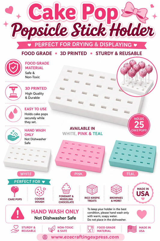 Cake Pop Popsicle Stick Holder | 25 Hole Drying Stand | Food Grade 3D Printed Display Rack | Baking Tool | Cake Pop Stand