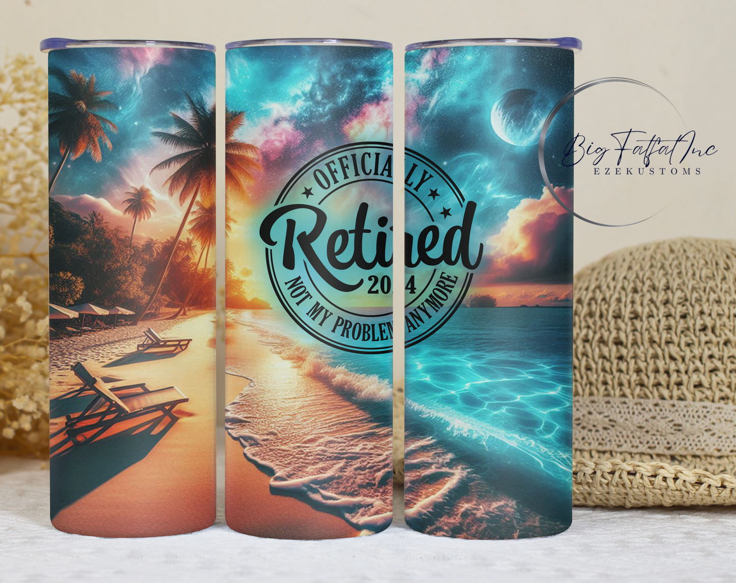 Retired-Beach 20oz tumbler PNG